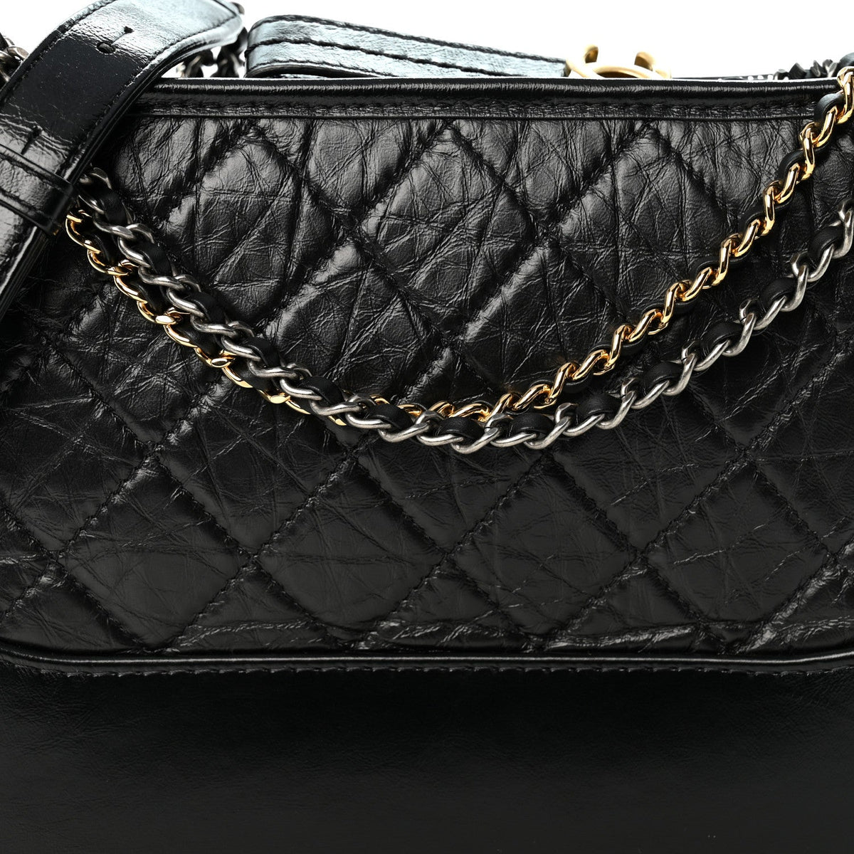 Aged Calfskin Quilted New Medium Gabrielle Hobo Black