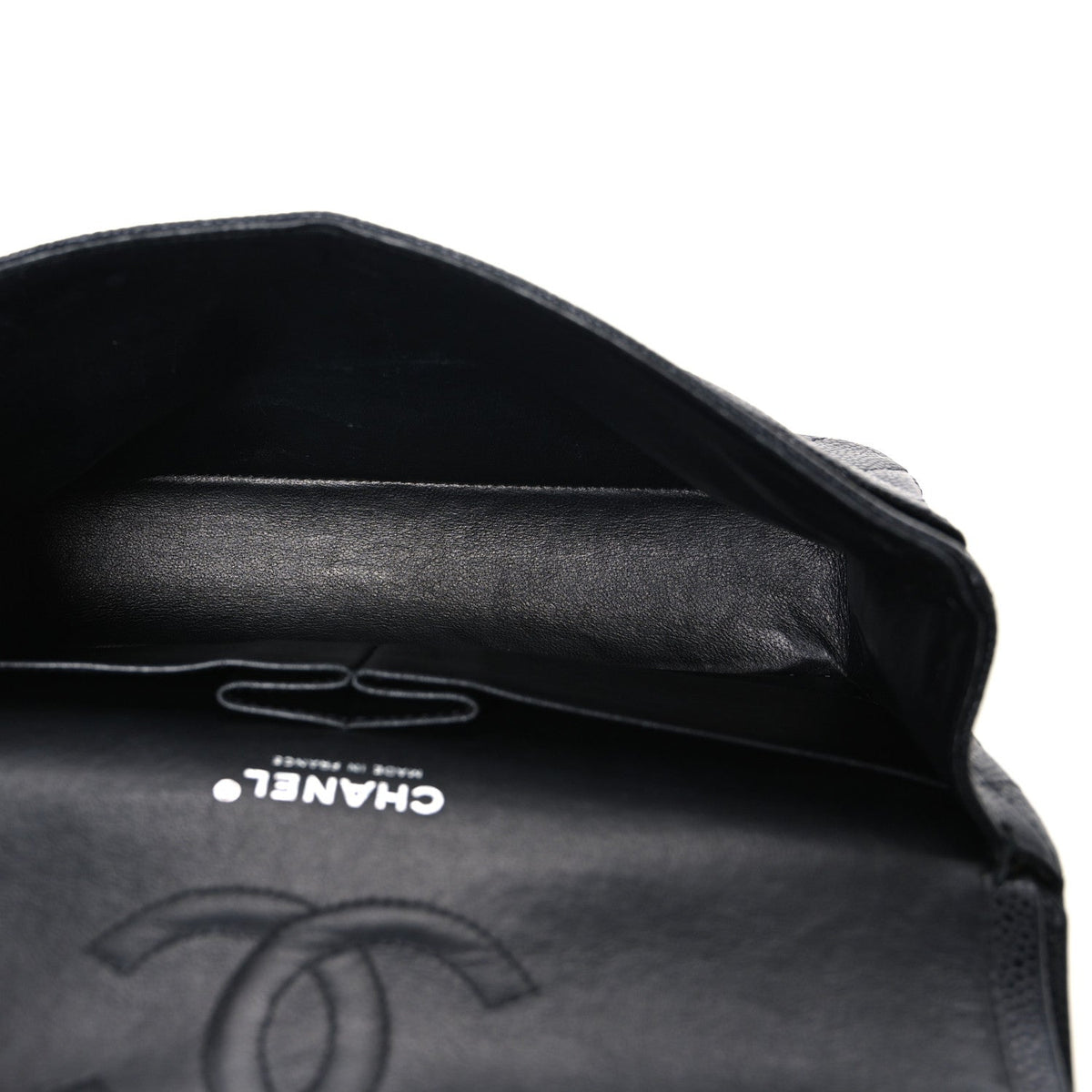 Caviar Quilted Medium Double Flap Black