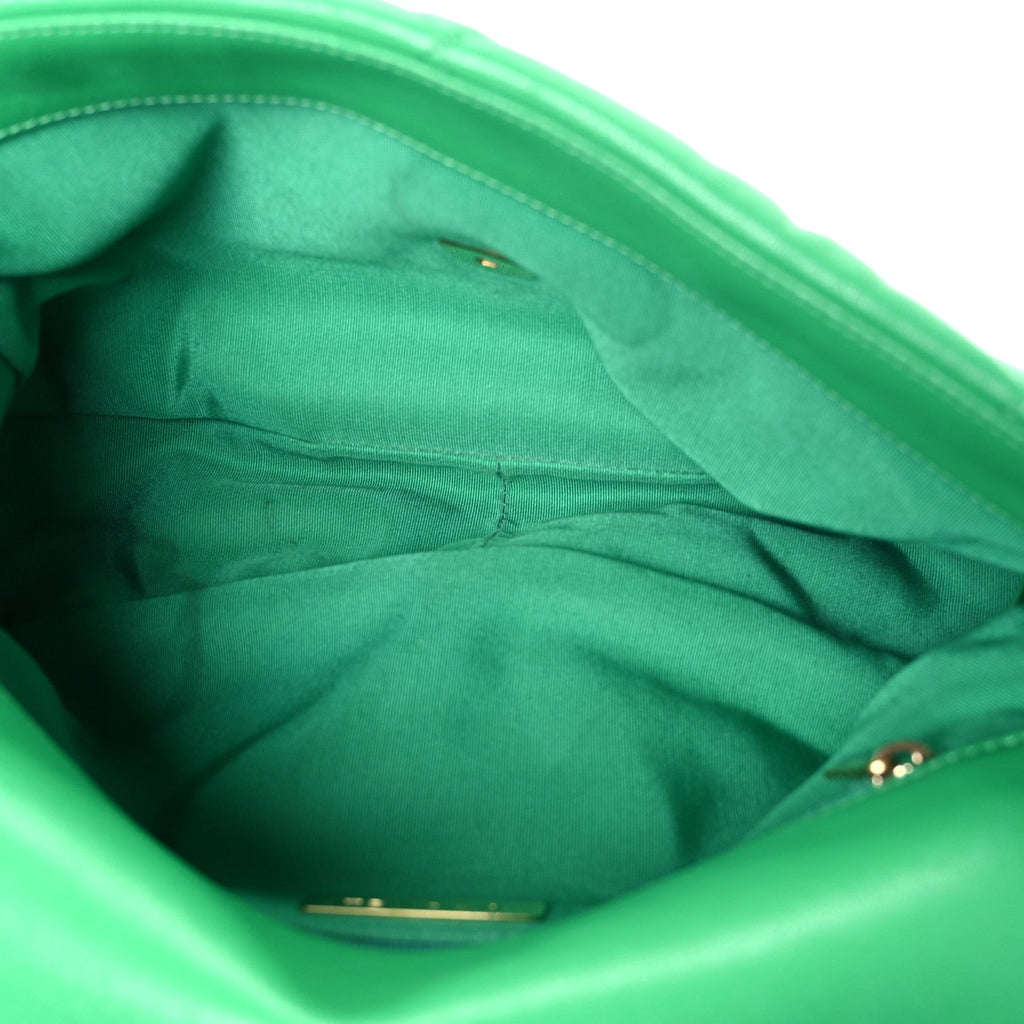 Goatskin Quilted Large Chanel 19 Flap Green