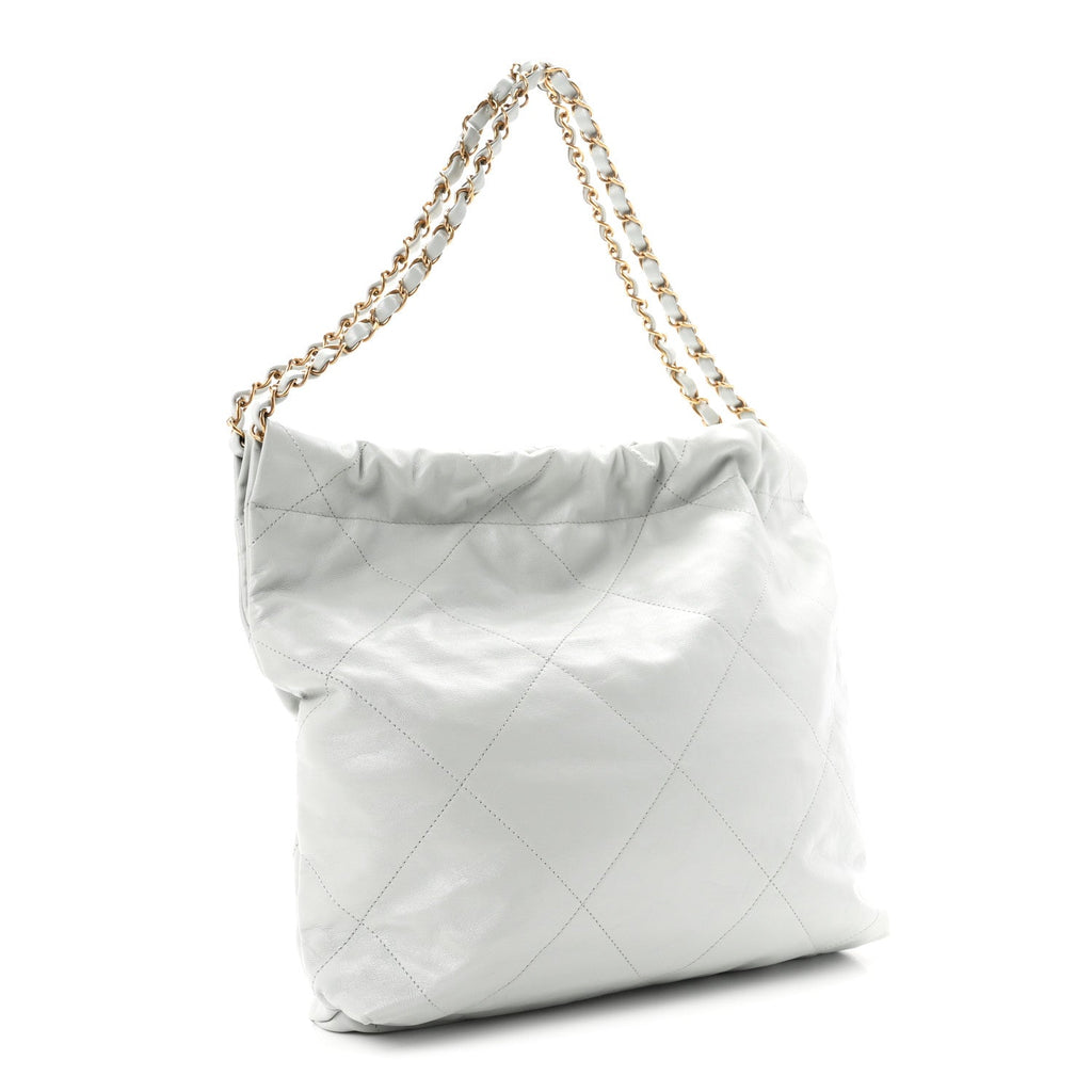 Shiny Calfskin Quilted Small Chanel 22 Light Blue