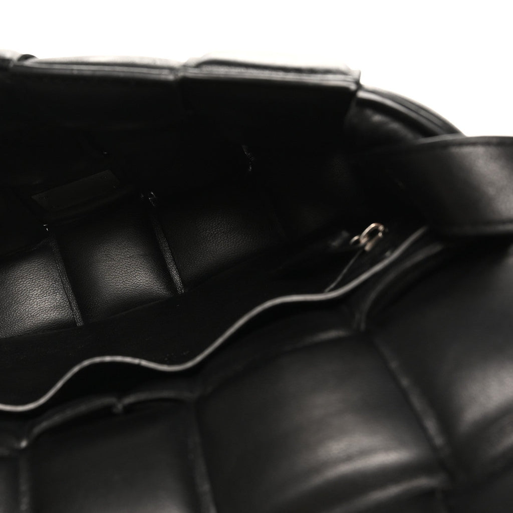 Paper Calfskin Maxi Intreccio Padded Cassette Crossbody Bag Black