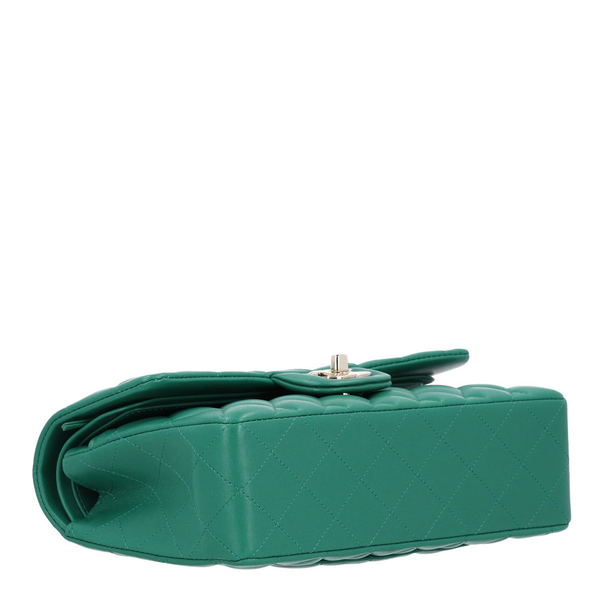 Lambskin Quilted Small Double Flap Green