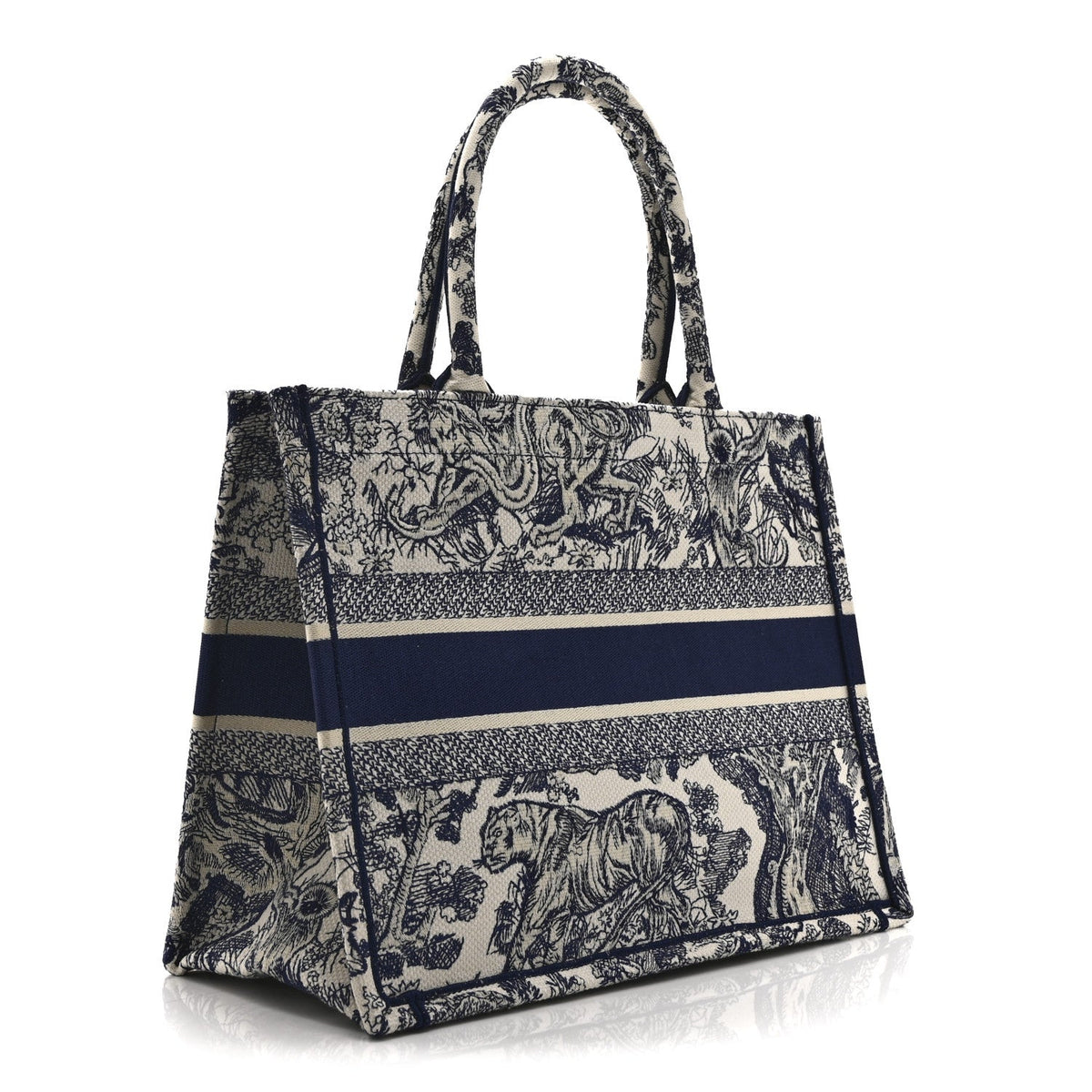 Canvas Embroidered Medium Dioriviera Toile De Jouy Book Tote Blue