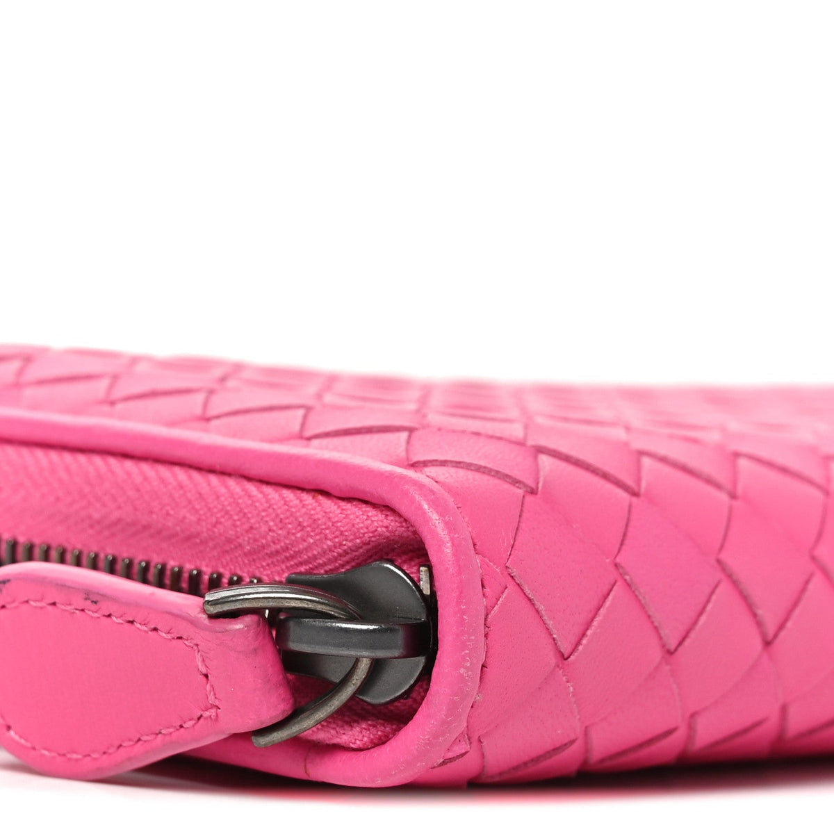 Nappa Intrecciato Zip Around Wallet Pink