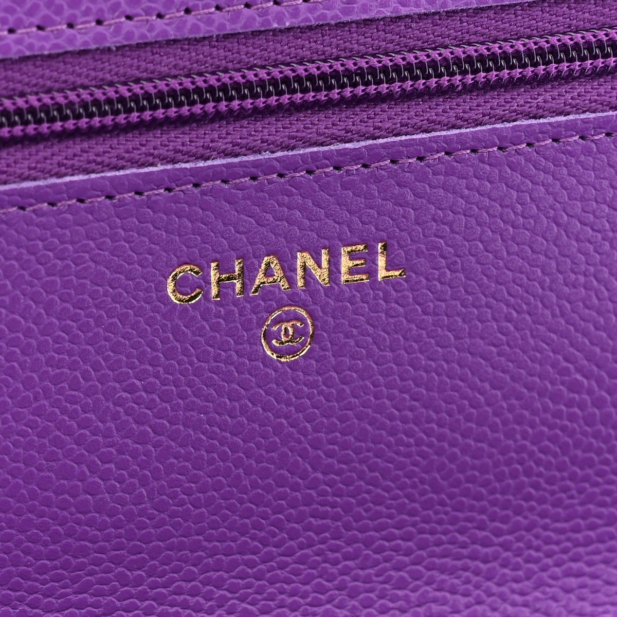 Caviar Quilted Wallet on Chain WOC Purple
