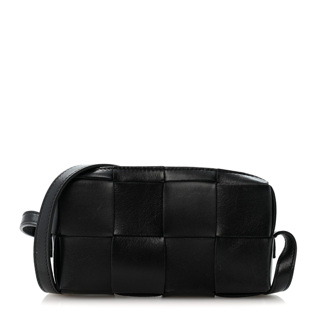 Lambskin Maxi Intreccio Cassette Phone Pouch Crossbody Bag Black