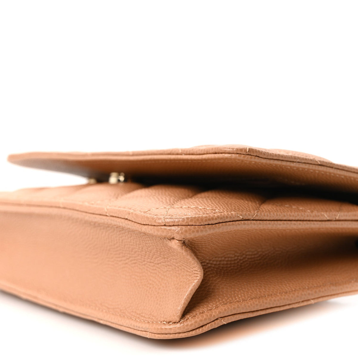 Caviar Quilted Wallet on Chain WOC Dark Beige