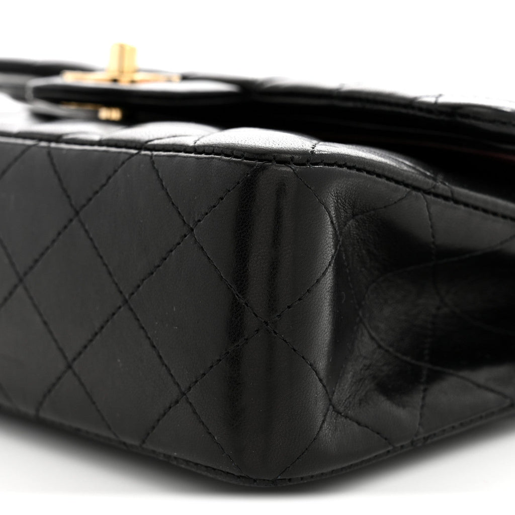 Lambskin Quilted Small Double Flap Black