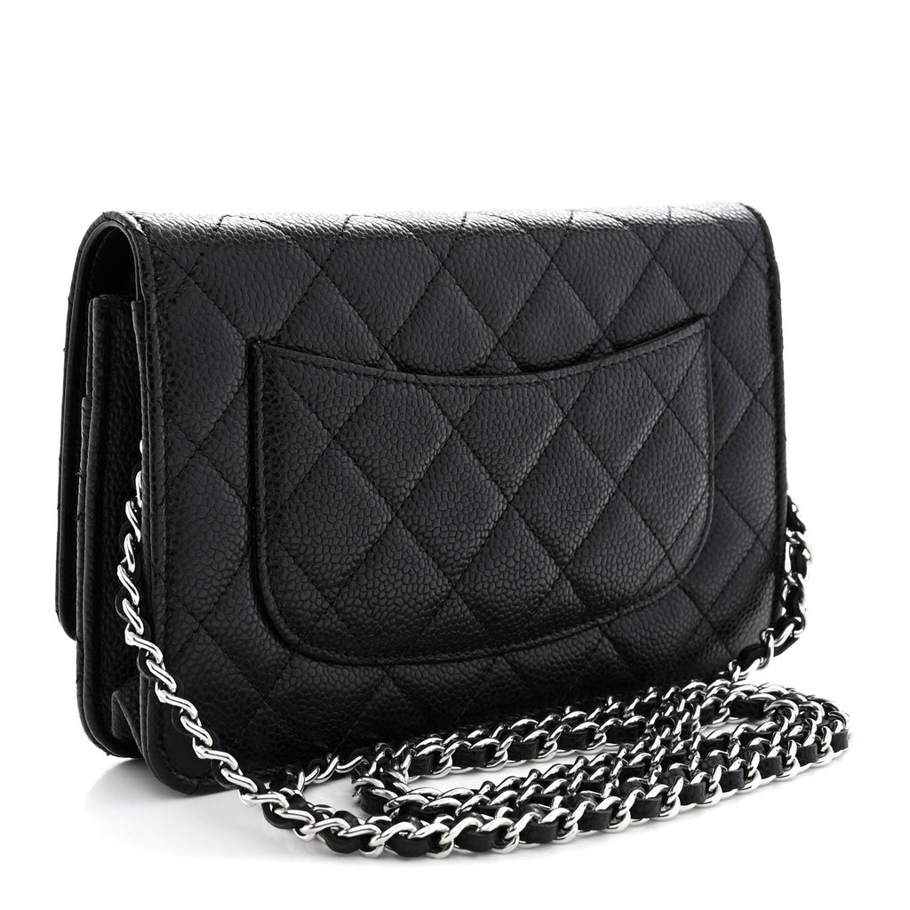 Caviar Quilted Wallet on Chain WOC Black