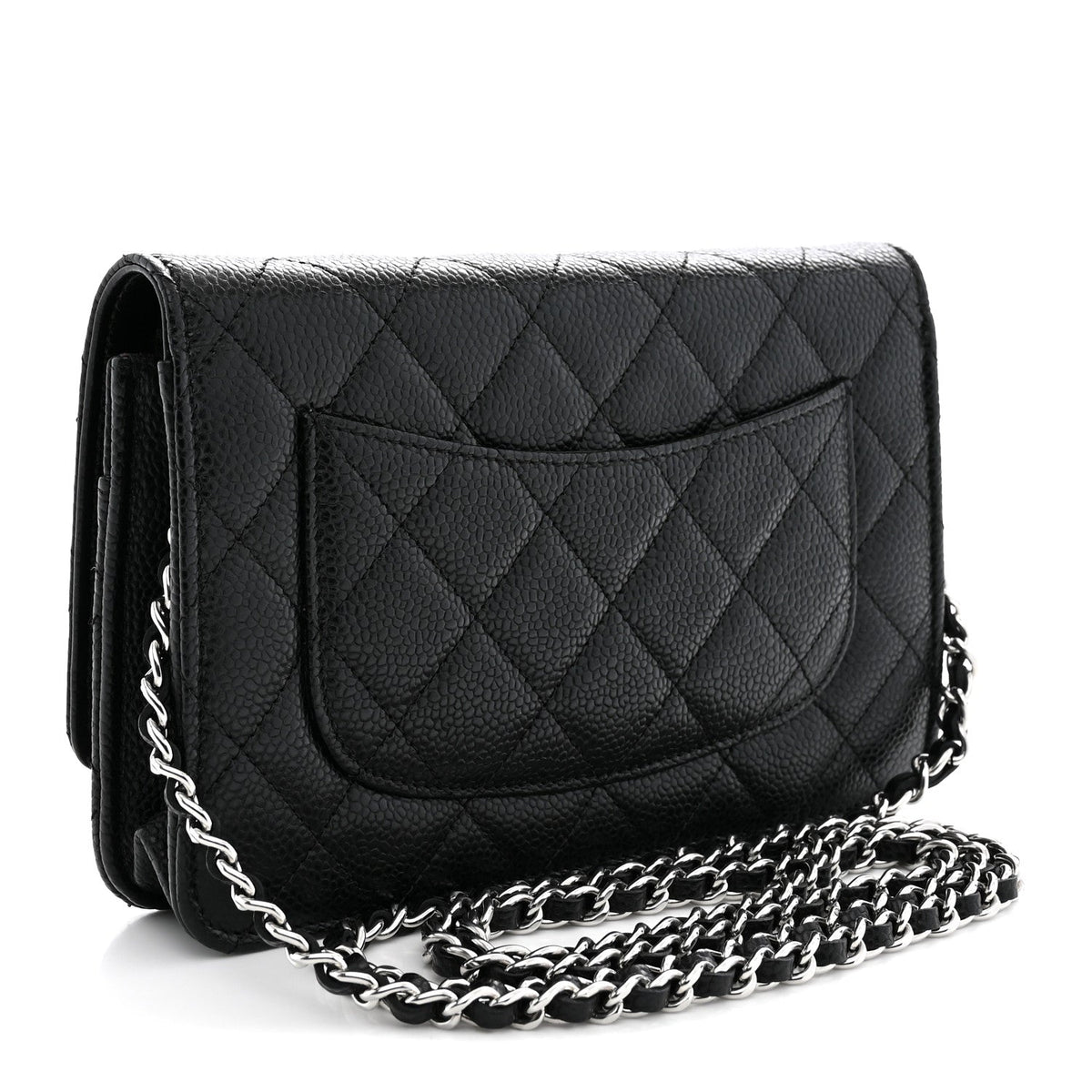 Caviar Quilted Wallet on Chain WOC Black