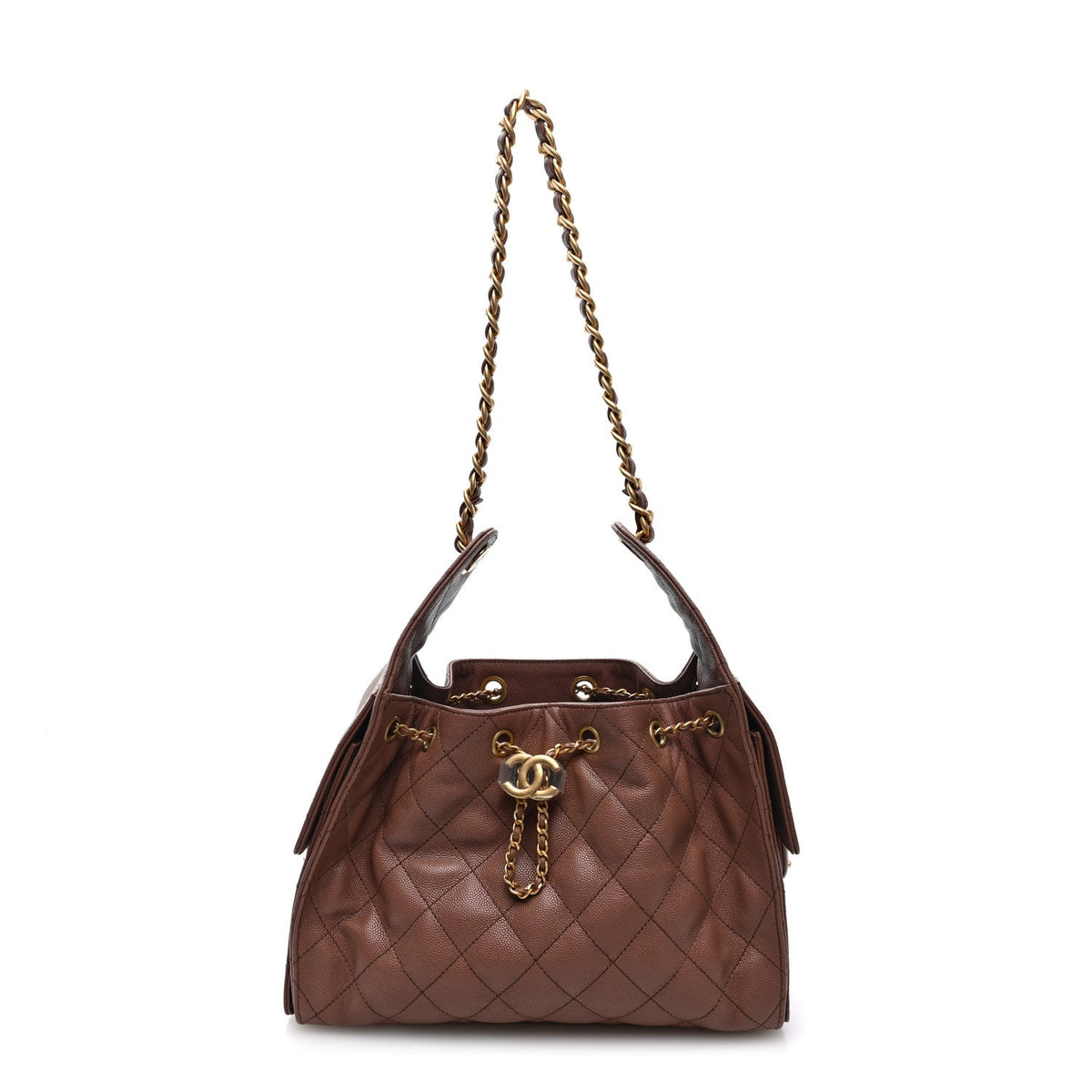 Caviar Quilted Small Chanel 25 Handbag Brown