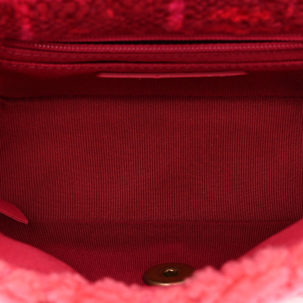 Shearling Tweed Quilted Mini Square Flap Bag Pink