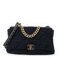 Tweed Quilted Maxi Chanel 19 Flap Navy