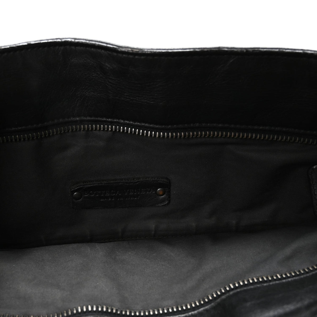 Nappa Intrecciato Front Pocket Convertible Tote  Black