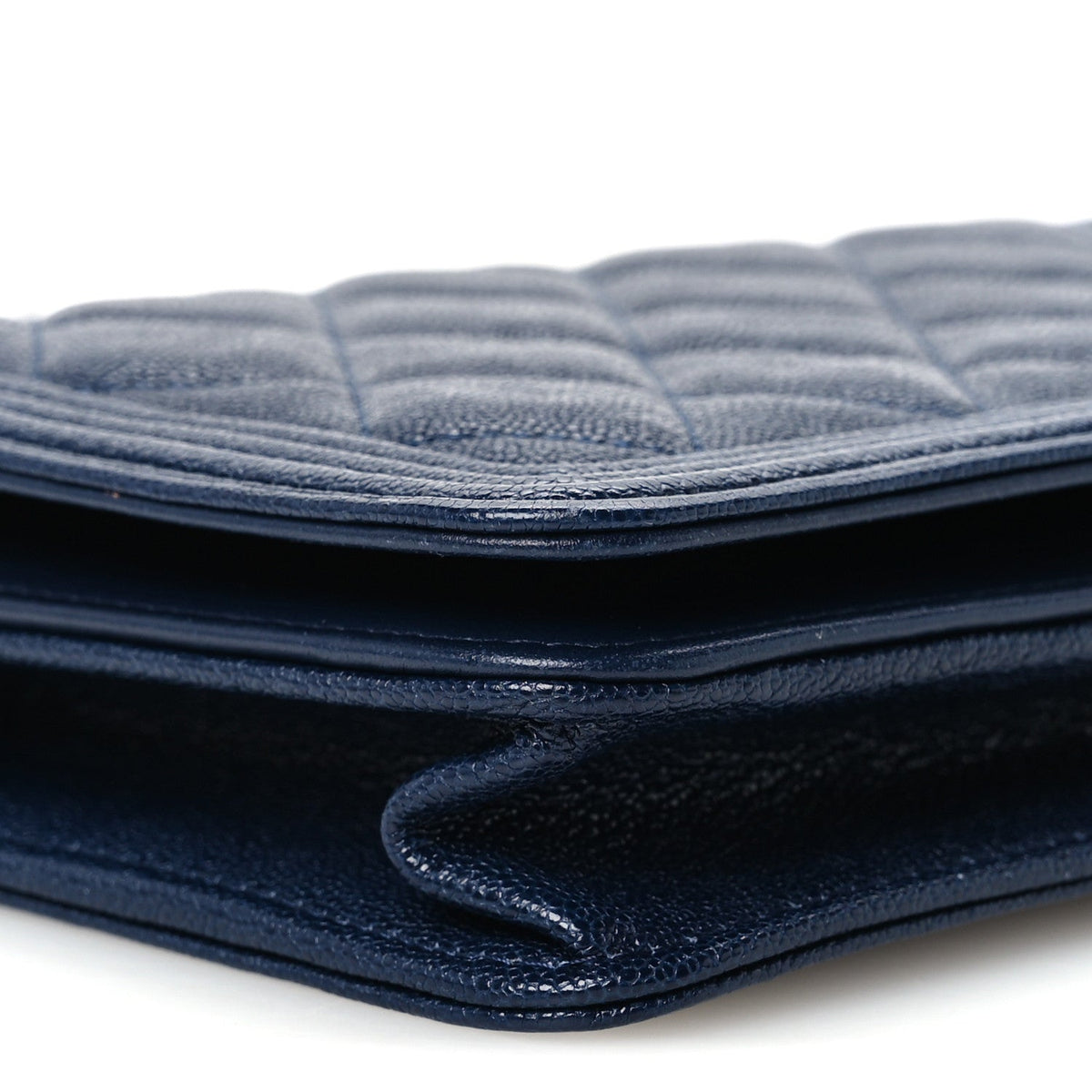 Caviar Quilted Boy Wallet On Chain WOC Navy