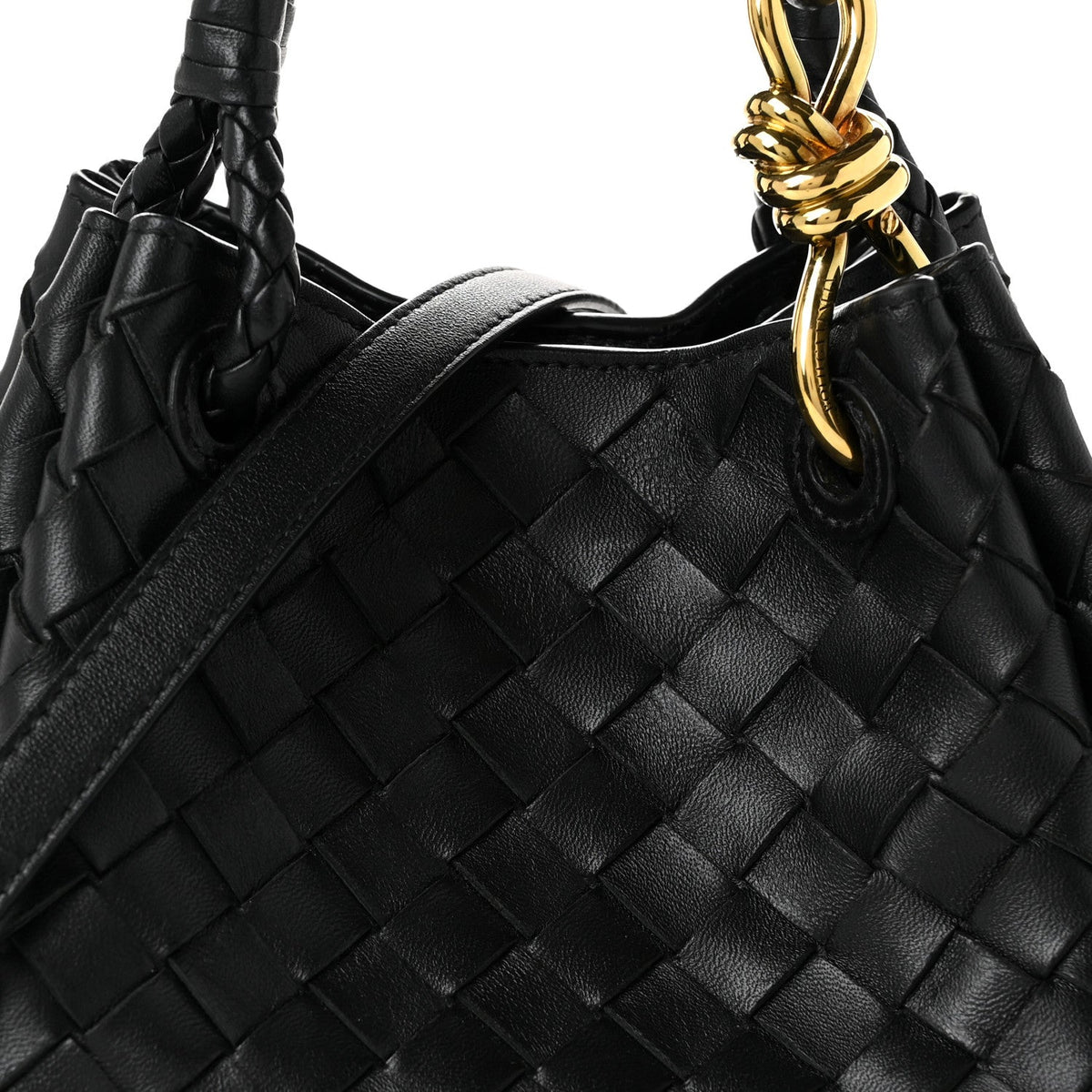 Nappa Intrecciato Small Parachute Shoulder Bag Black