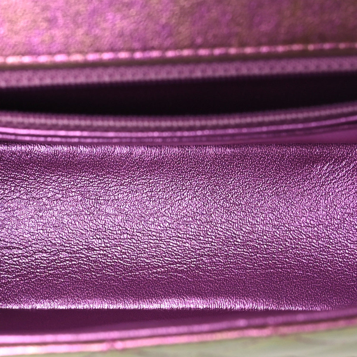 Iridescent Lambskin Quilted Mini Rectangular Flap Purple
