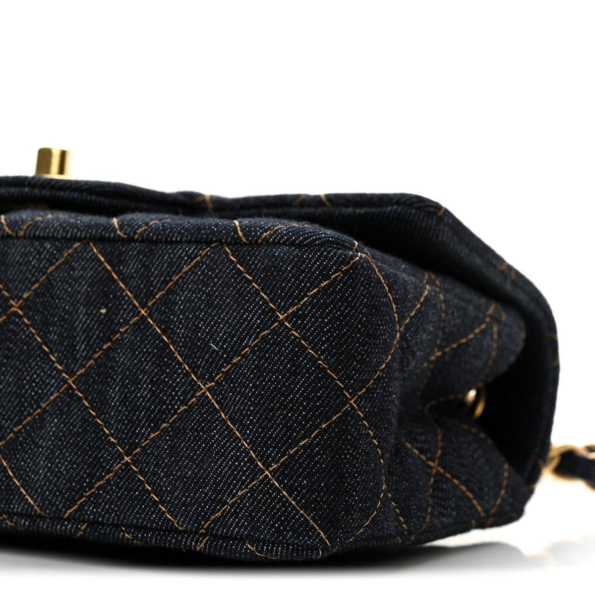 Denim Quilted Mini Rectangular Flap Dark Blue