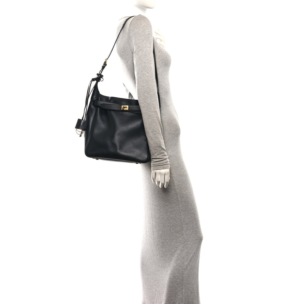 Smooth Calfskin Small Bel Air Hobo Bag Black