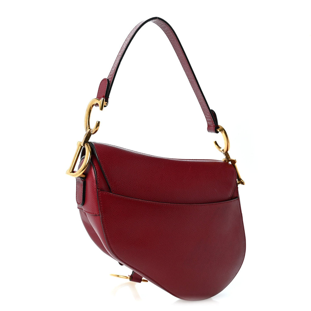 Grained Calfskin Saddle Bag Red