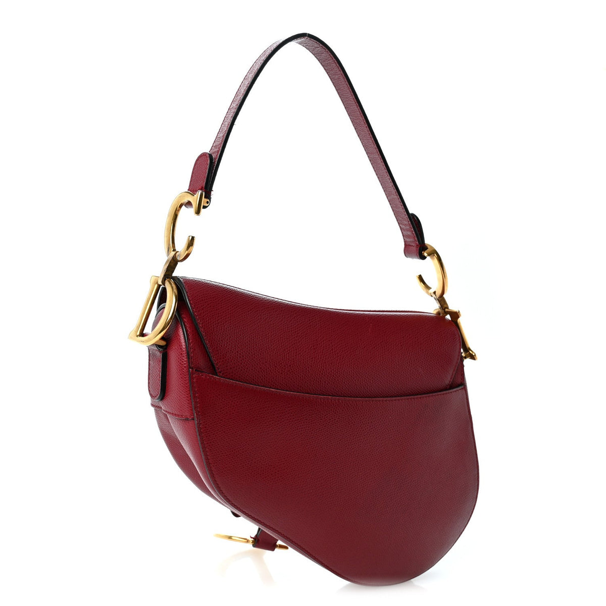 Grained Calfskin Saddle Bag Red