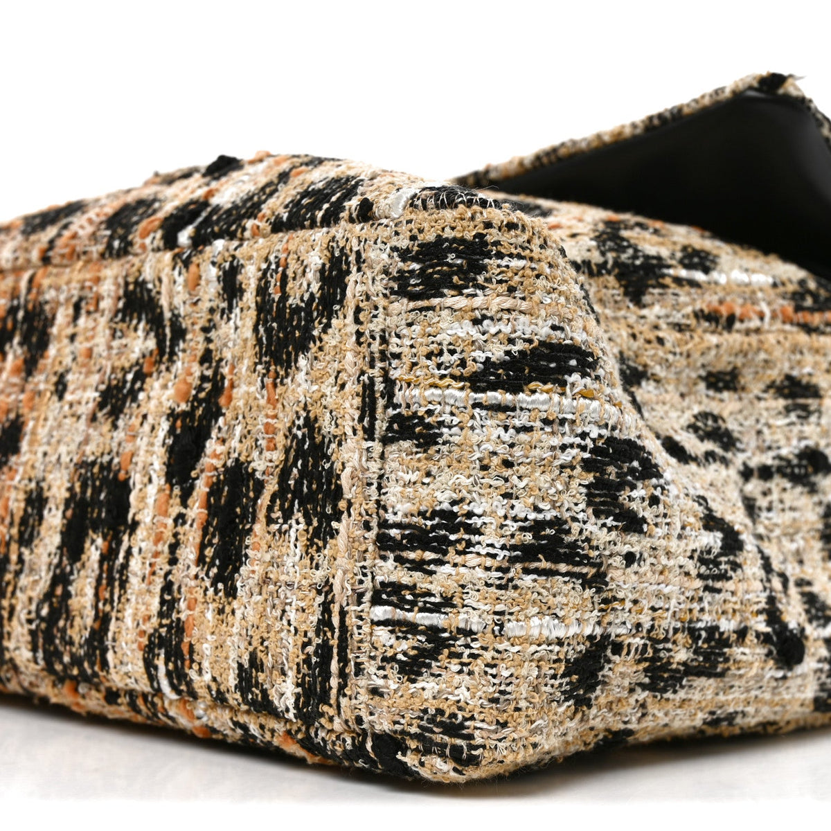 Tweed Mixed Fibers Leopard Print Souplissimo Maxi Flap Brown Black White