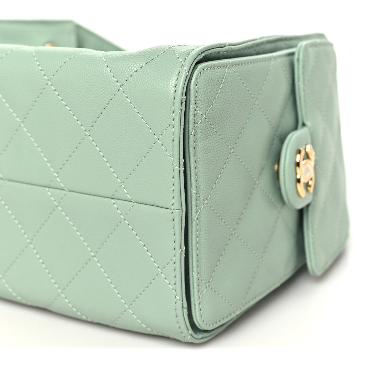 Caviar Quilted Small Chanel 25 Handbag Light Green