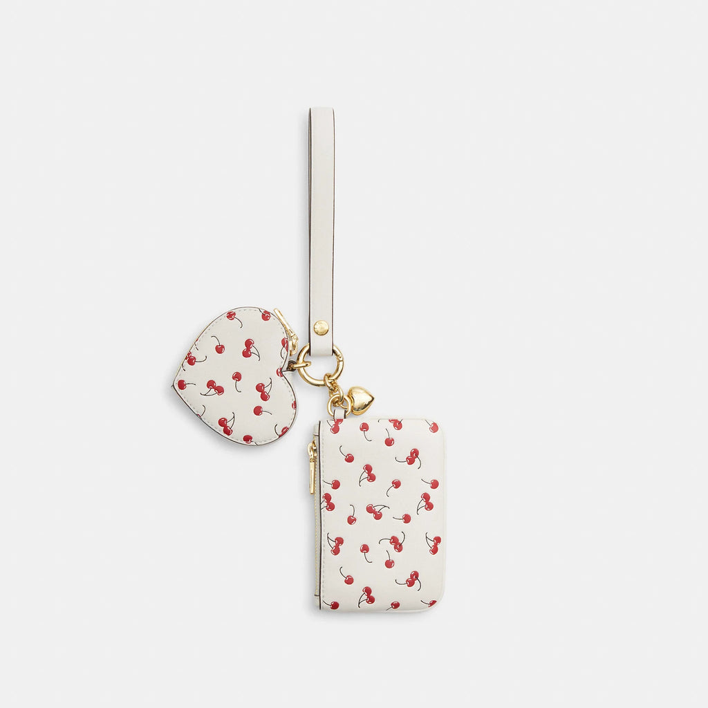 Coach Outlet Wristlet And Heart Pouch With Cherry Print And Charm