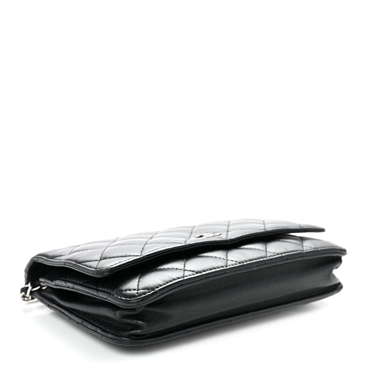 Lambskin Quilted Wallet On Chain WOC Black