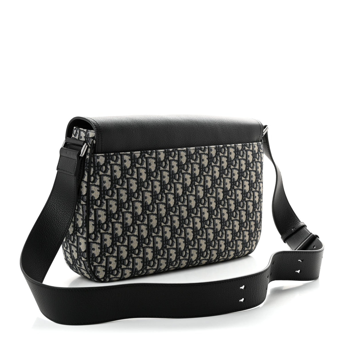 Grained Calfskin Oblique Large Saddle Messenger Black