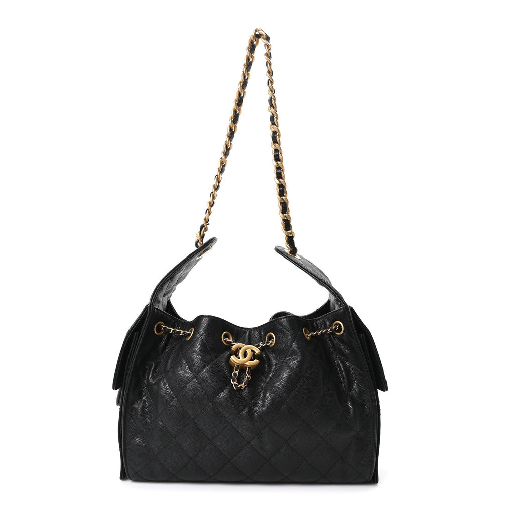 Caviar Quilted Small Chanel 25 Handbag Black