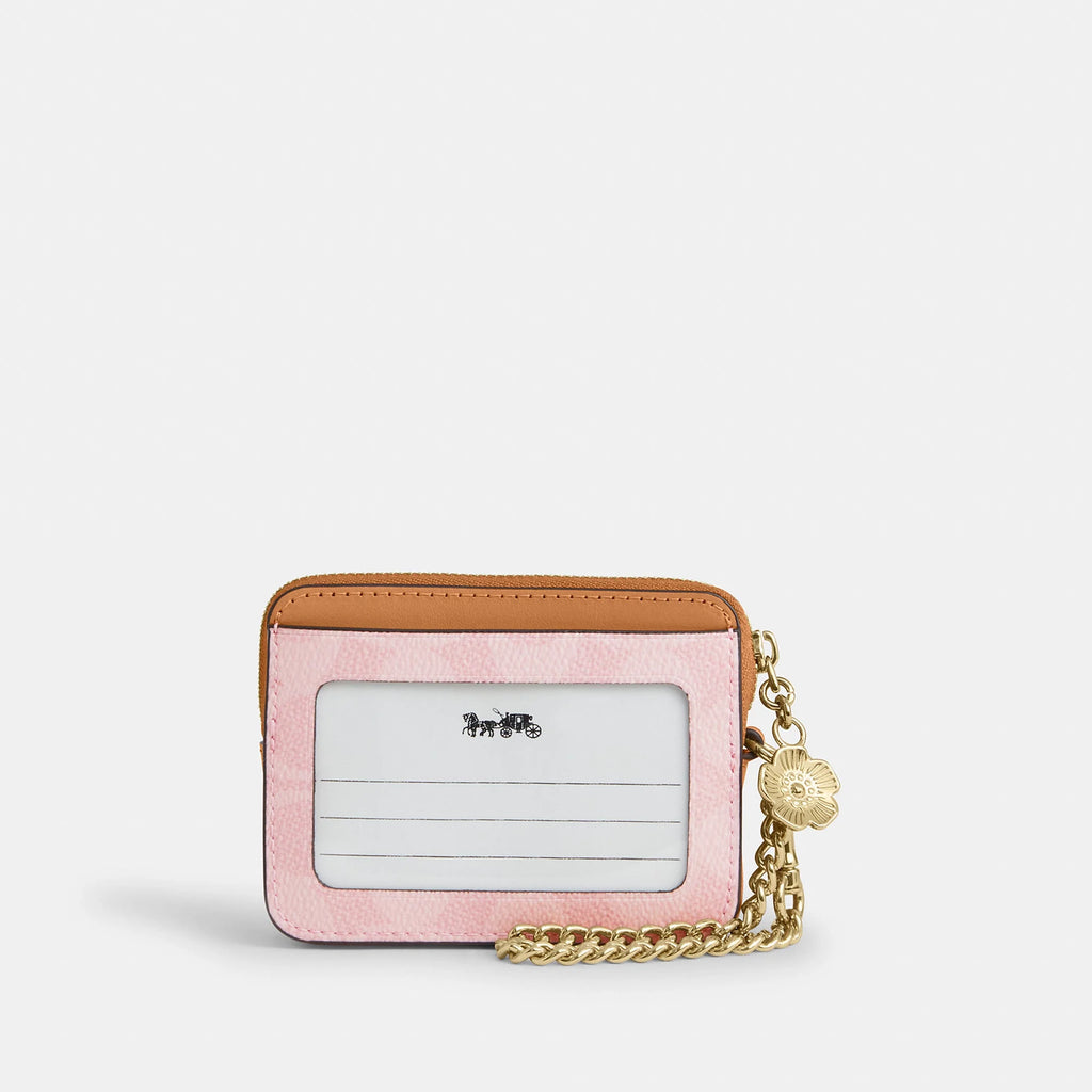 Coach Outlet Zip Card Case In Signature Canvas With Charm