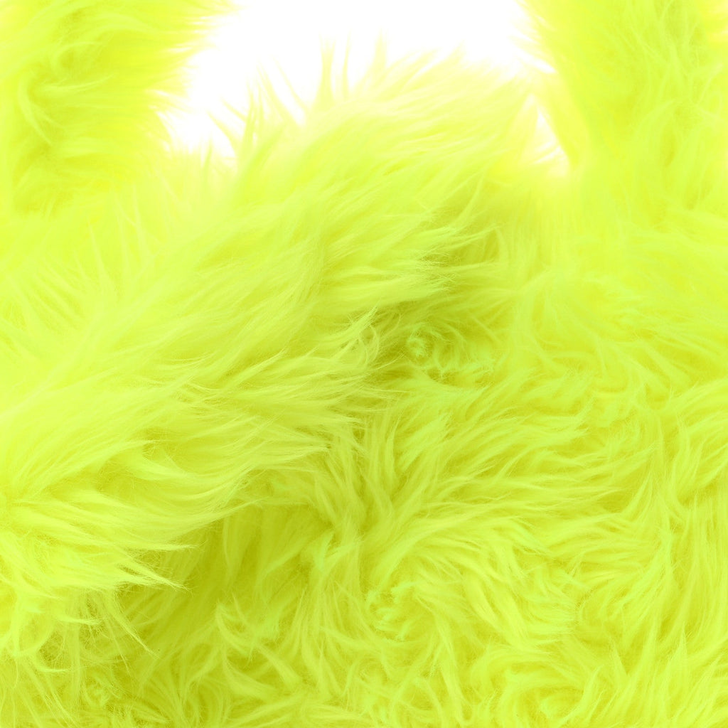 Faux Fur Medium Fluffy Hourglass Top Handle Bag Fluo Yellow