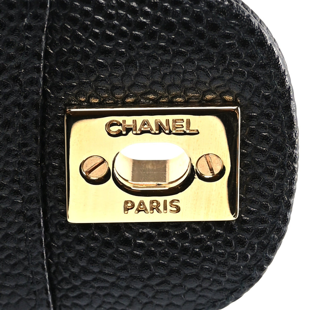 Caviar Quilted Medium Double Flap Black