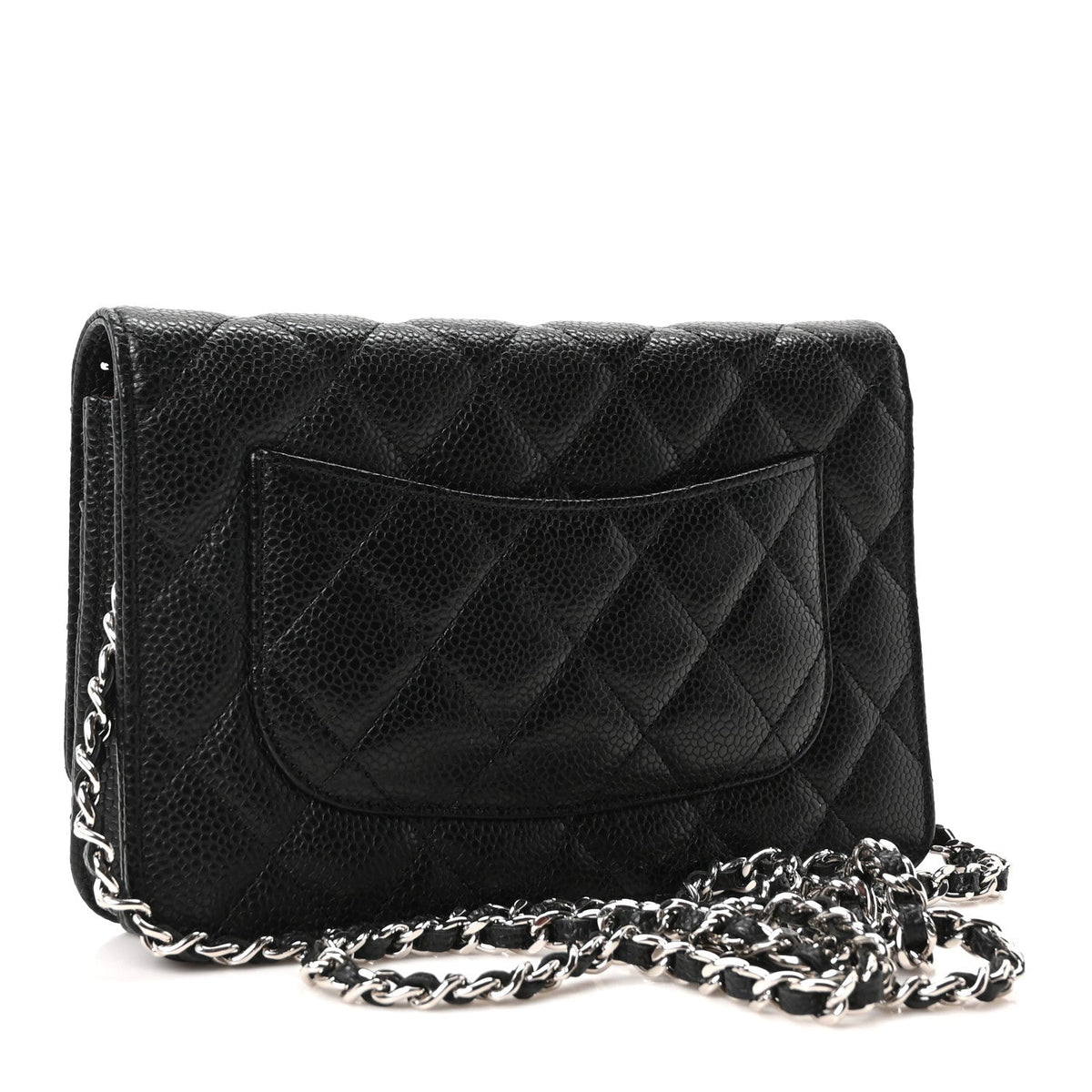 Caviar Quilted Wallet on Chain WOC Black