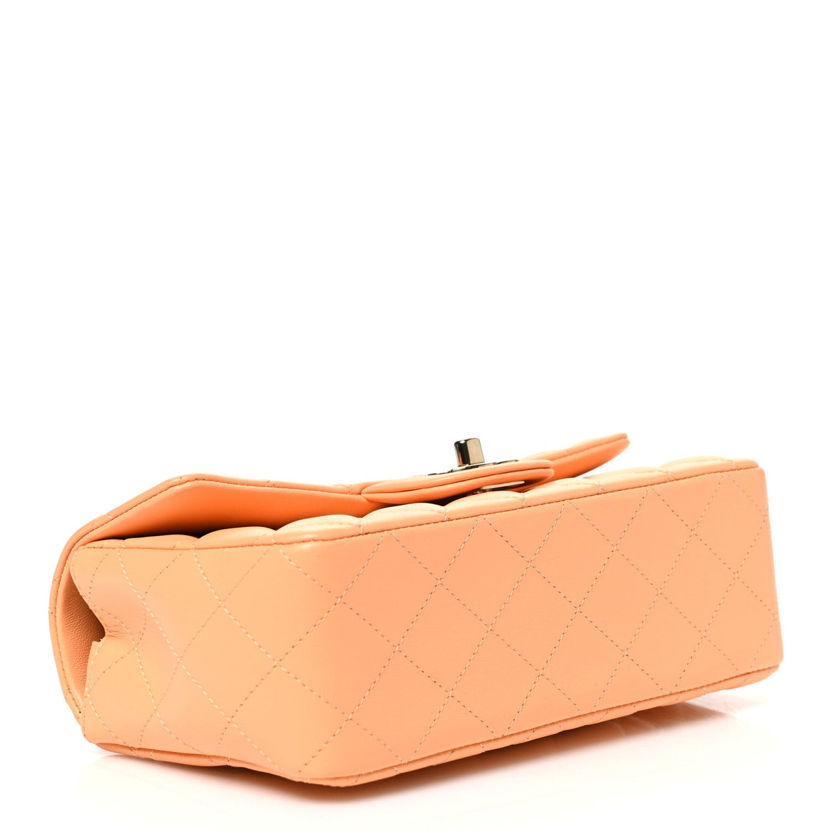 Lambskin Quilted Mini Rectangular Flap Light Orange