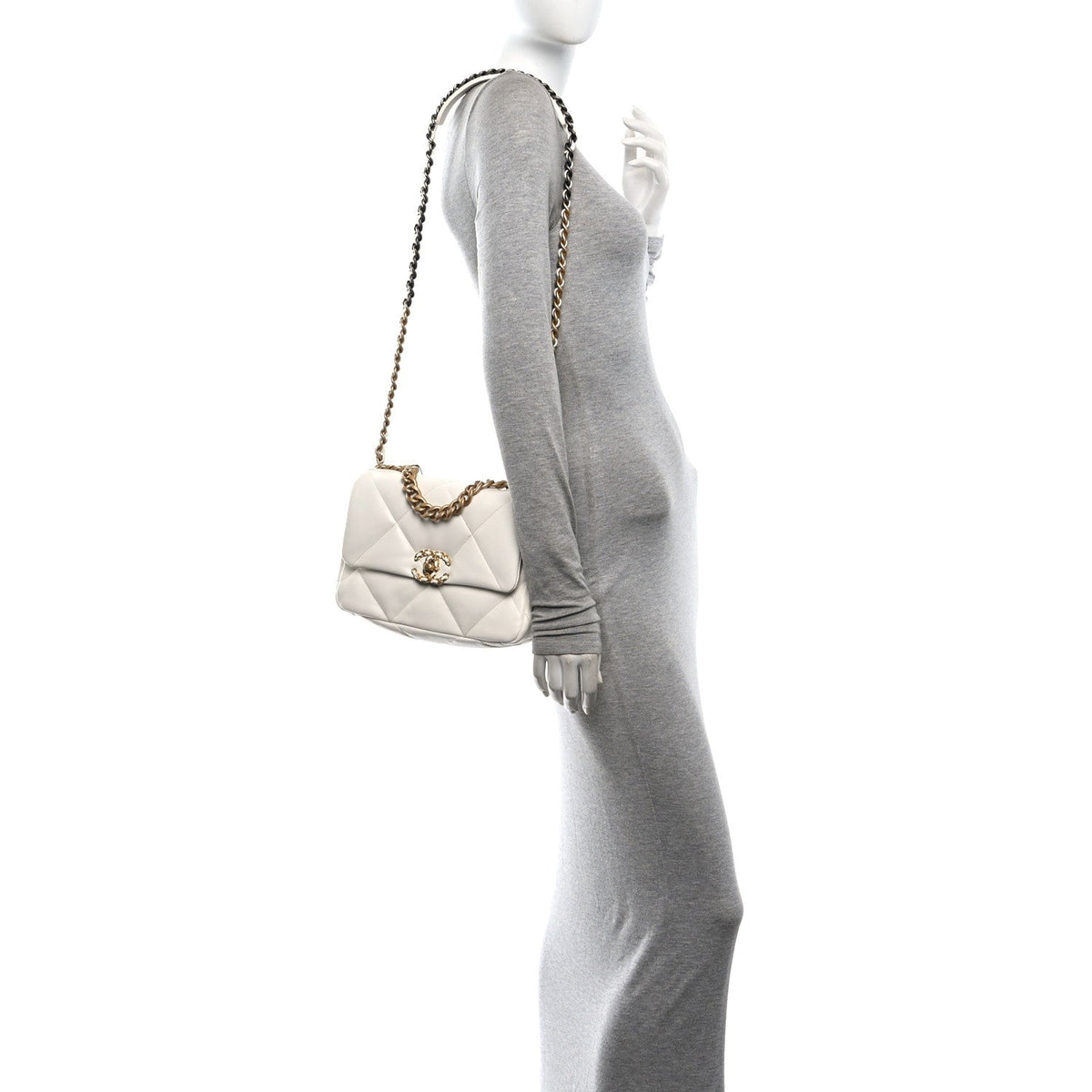 Lambskin Quilted Medium Chanel 19 Flap White