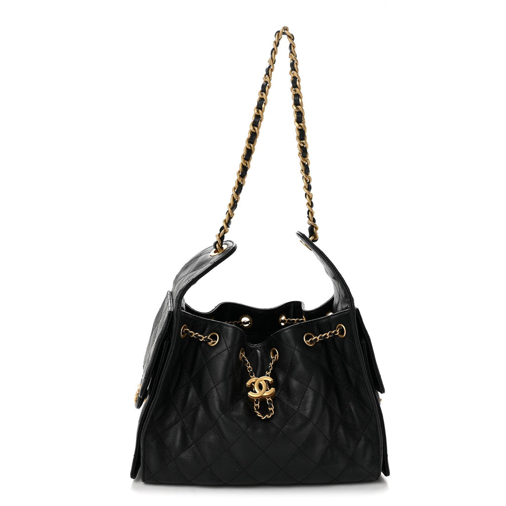 Caviar Quilted Small Chanel 25 Handbag Black