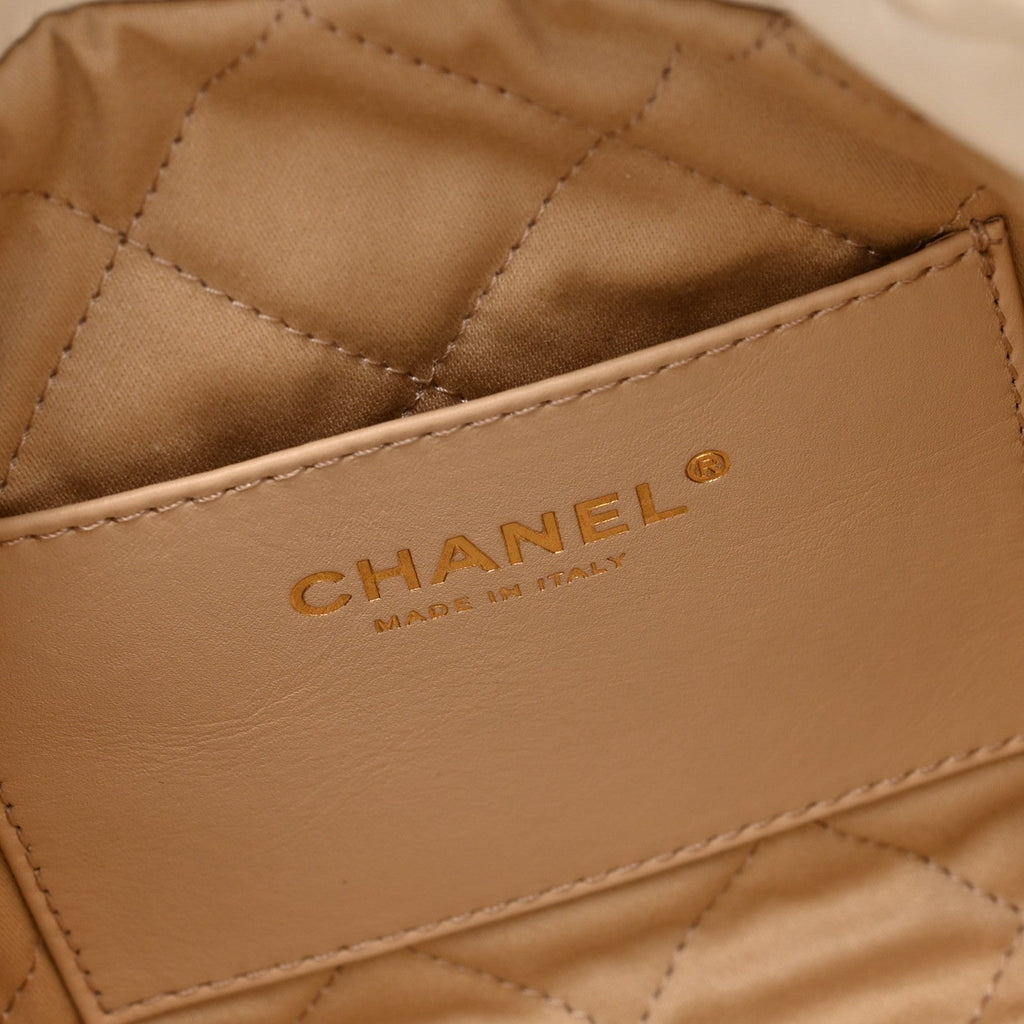 Shiny Calfskin Quilted Mini Chanel 22 White