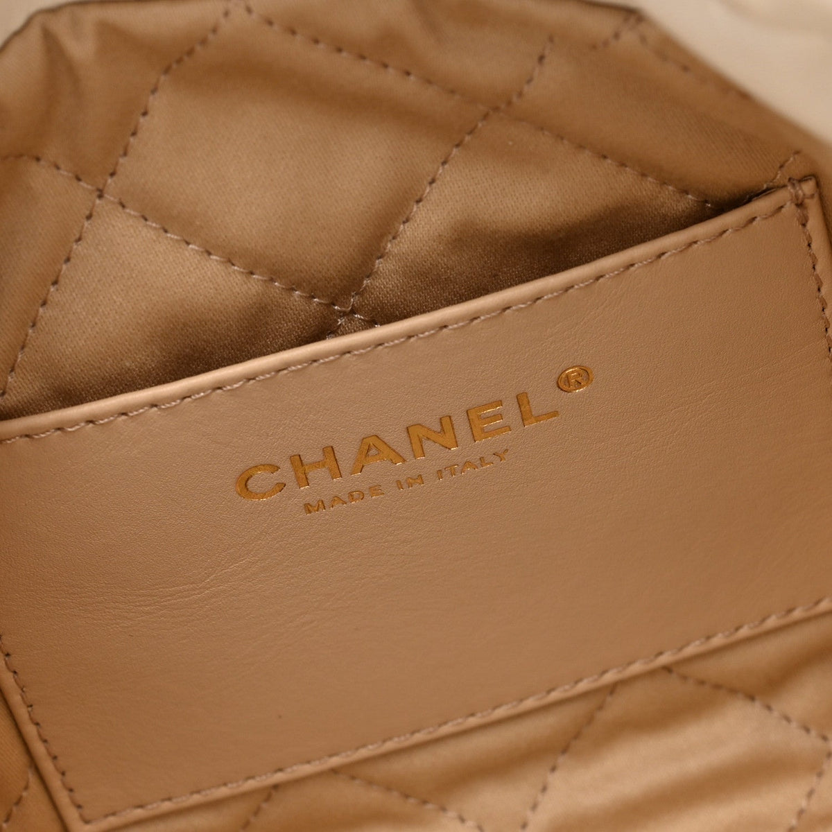 Shiny Calfskin Quilted Mini Chanel 22 White