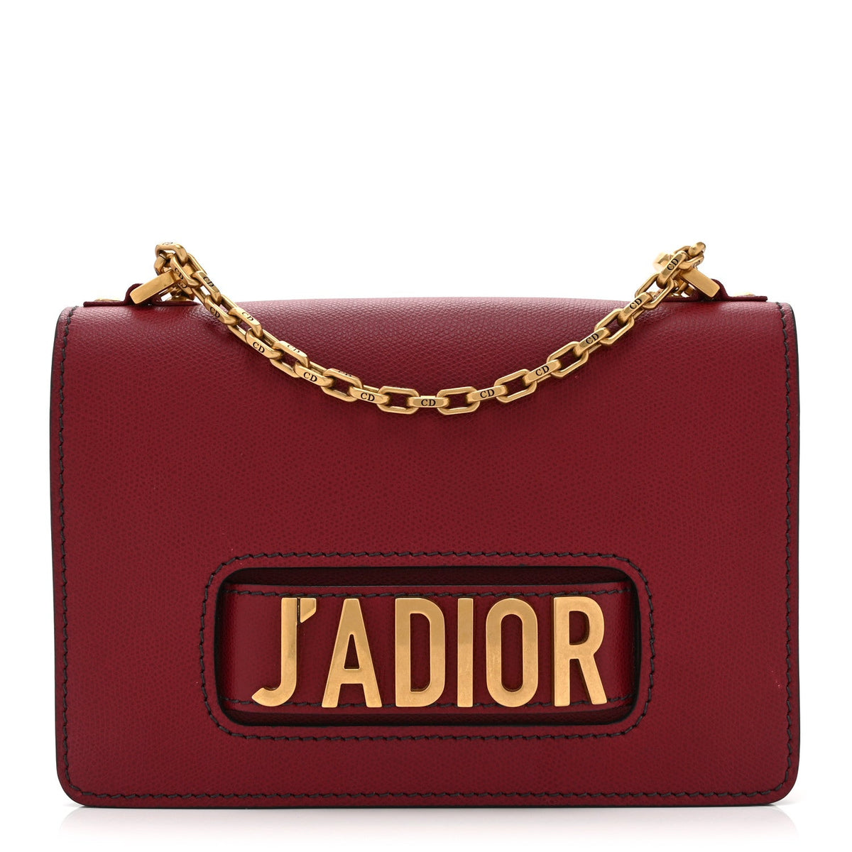 Grained Calfskin J'Adior Chain Flap Bag Red