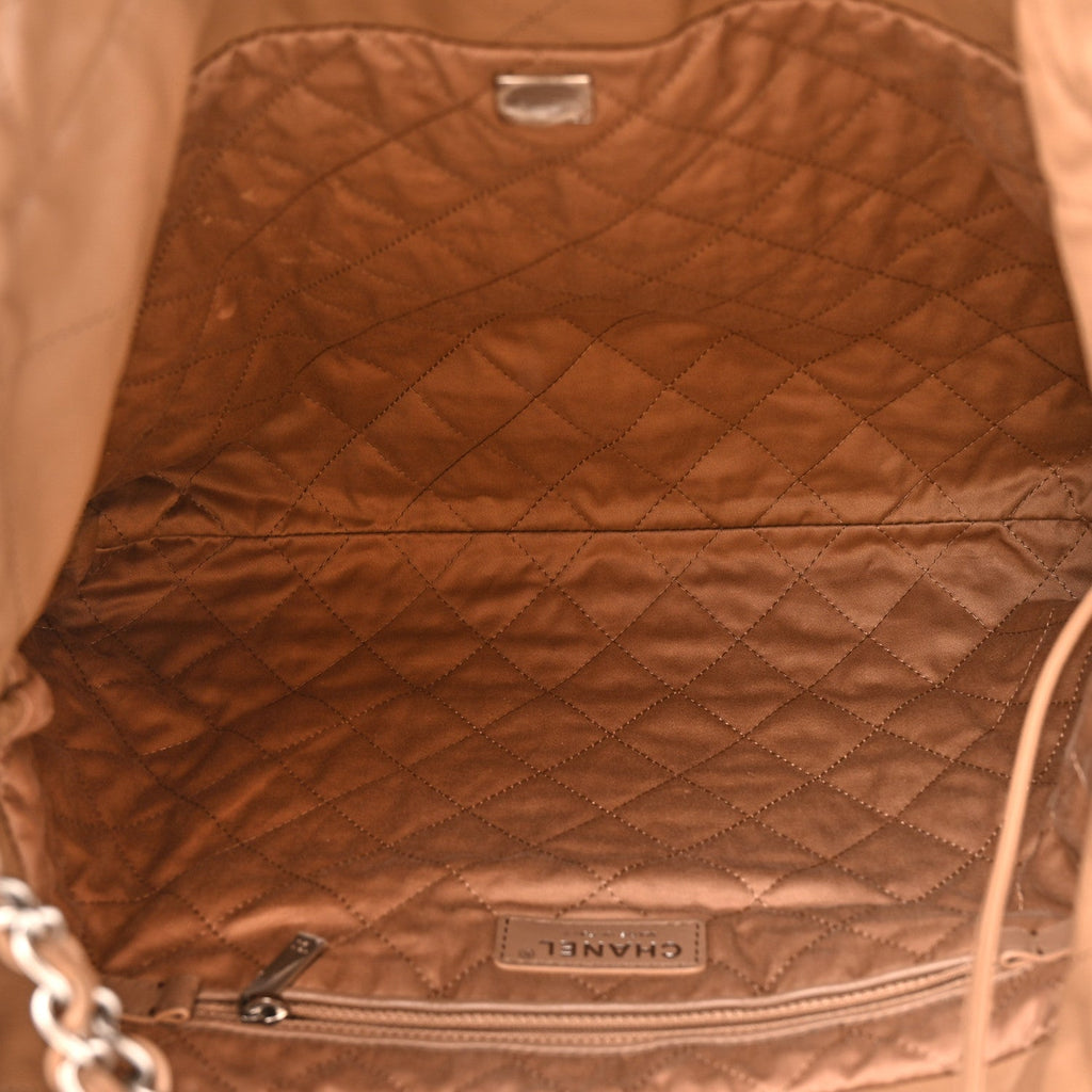 Shiny Calfskin Quilted Chanel 22 Beige