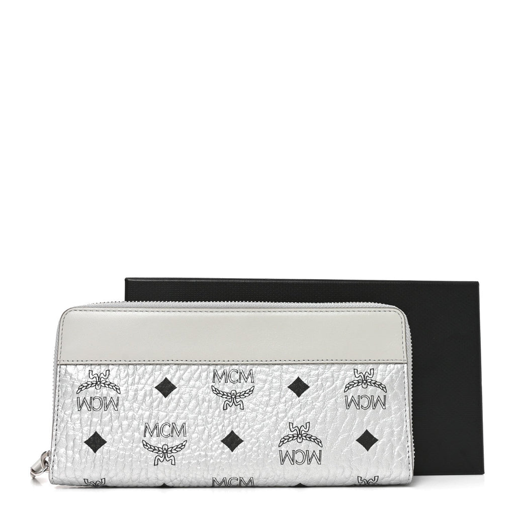 Metallic Visetos Aren VI Zip Around Wallet Silver