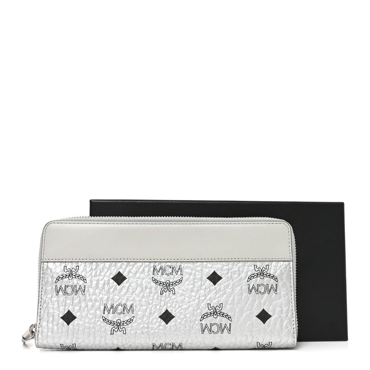 Metallic Visetos Aren VI Zip Around Wallet Silver