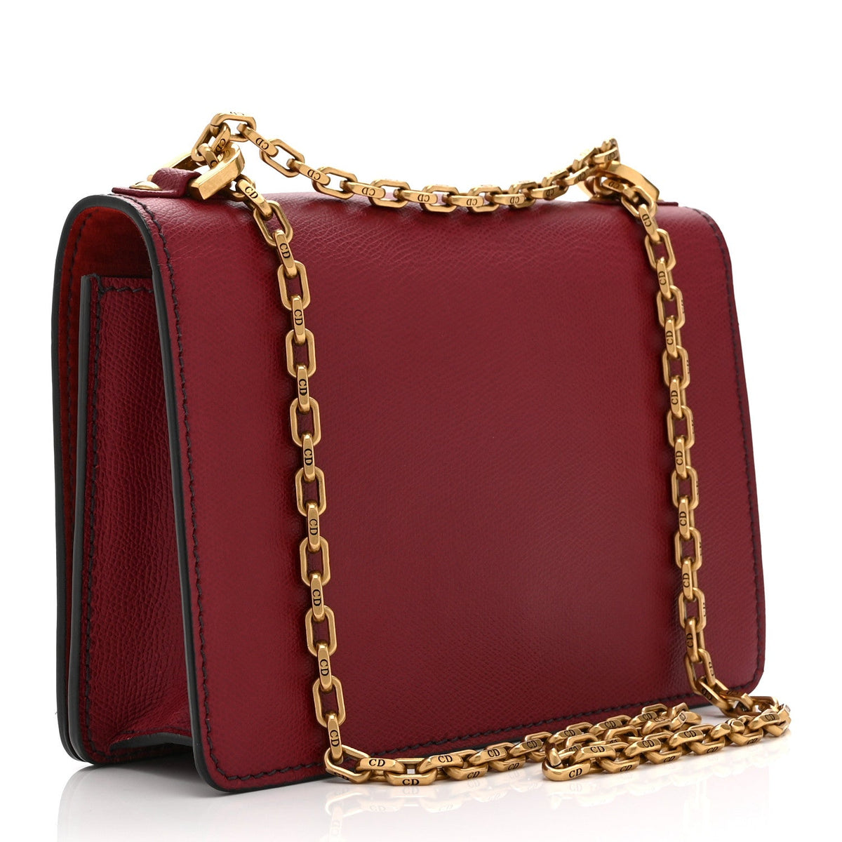 Grained Calfskin J'Adior Chain Flap Bag Red