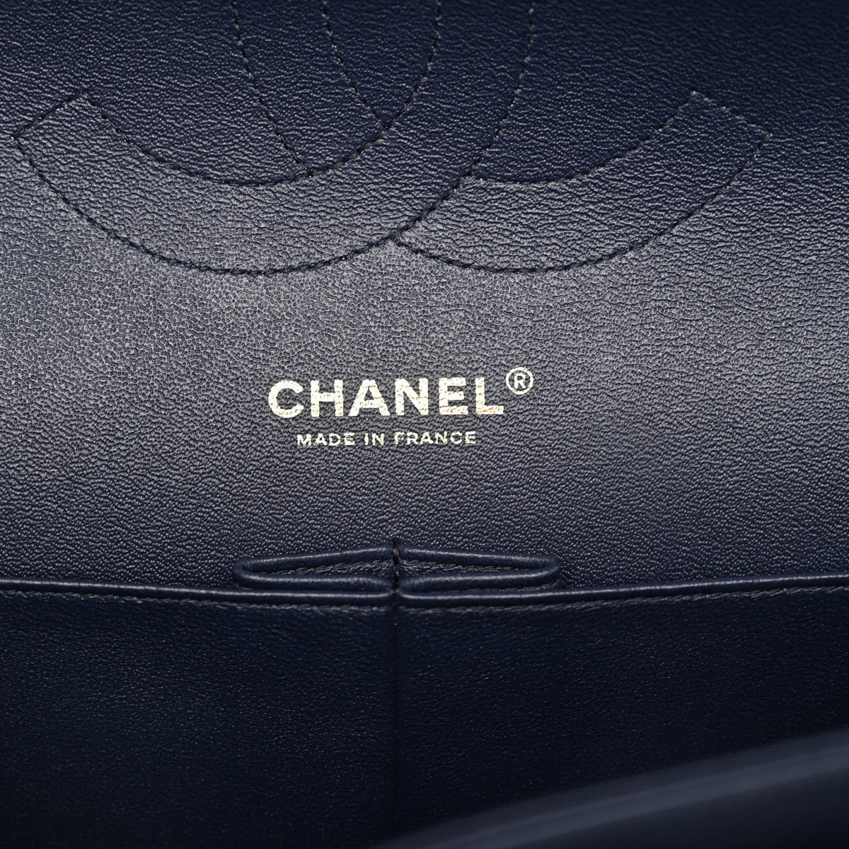 Lambskin Quilted Jumbo Double Flap Navy