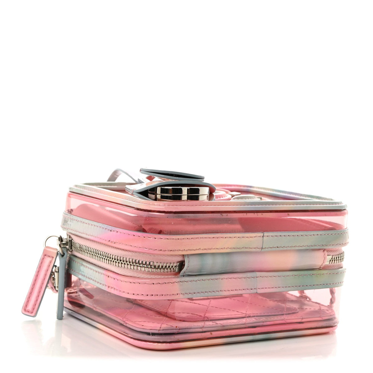 PVC Lambskin Filigree Small CC Filigree Vanity Case Pink Multicolor