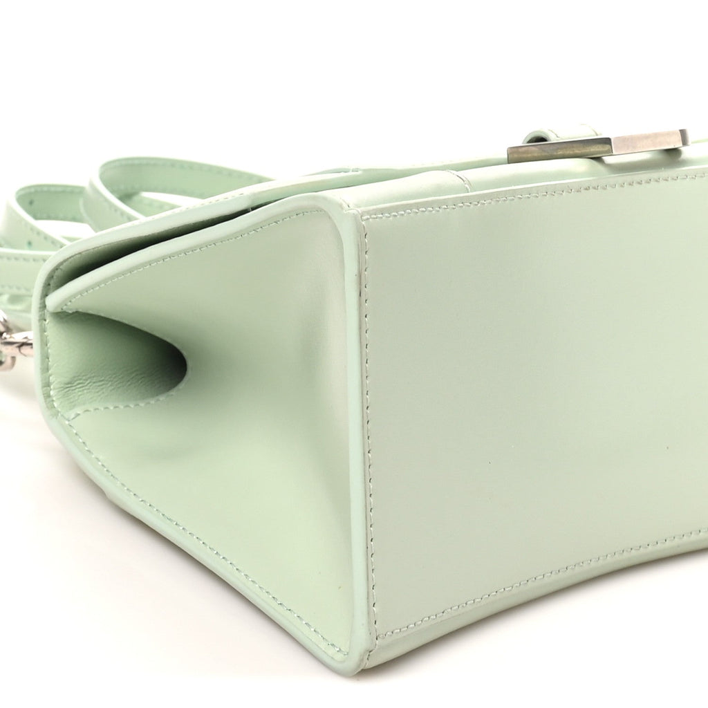 Shiny Box Calfskin Small Hourglass Top Handle Bag Light Green