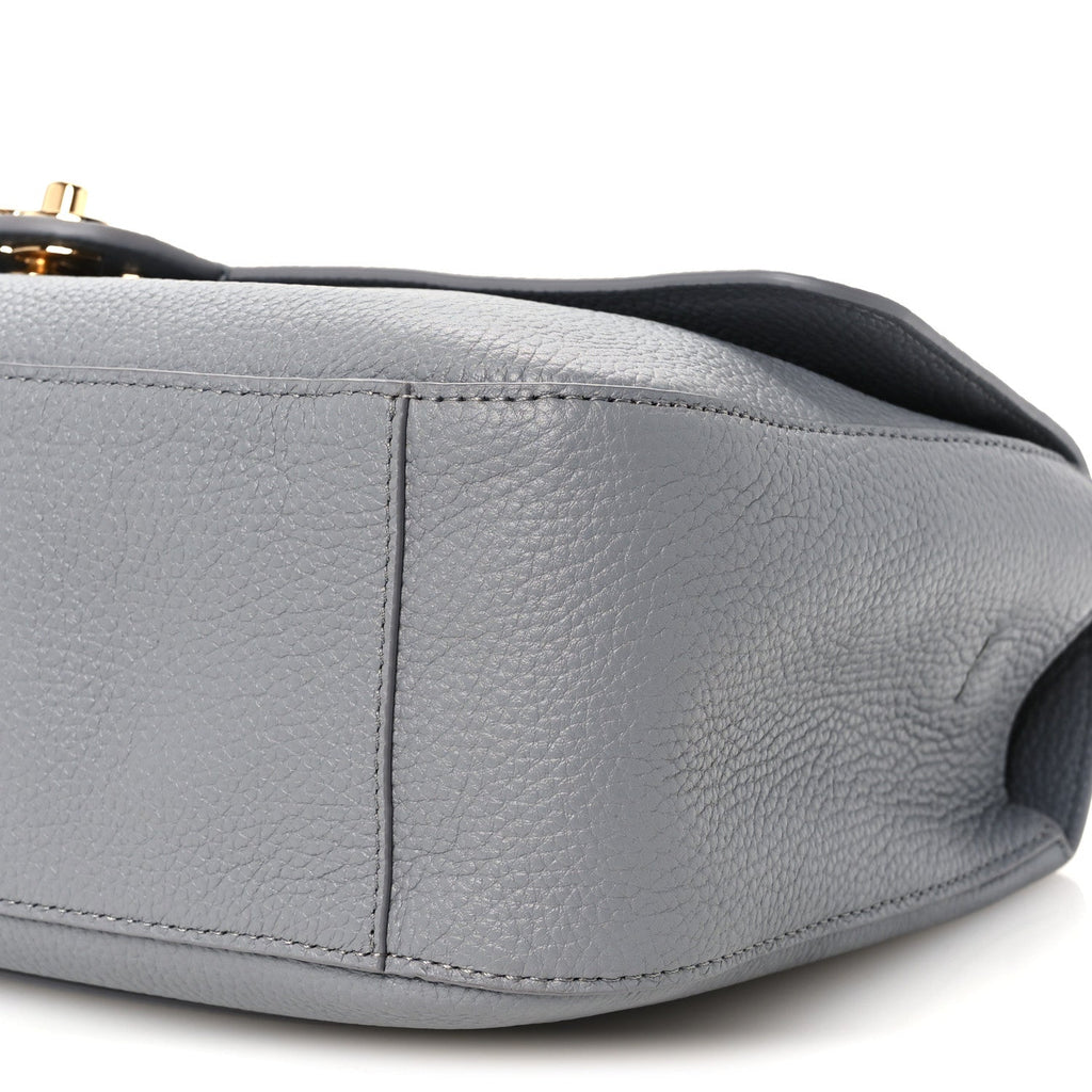 Grained Calfskin Small Souplissimo Maxi Flap Gray
