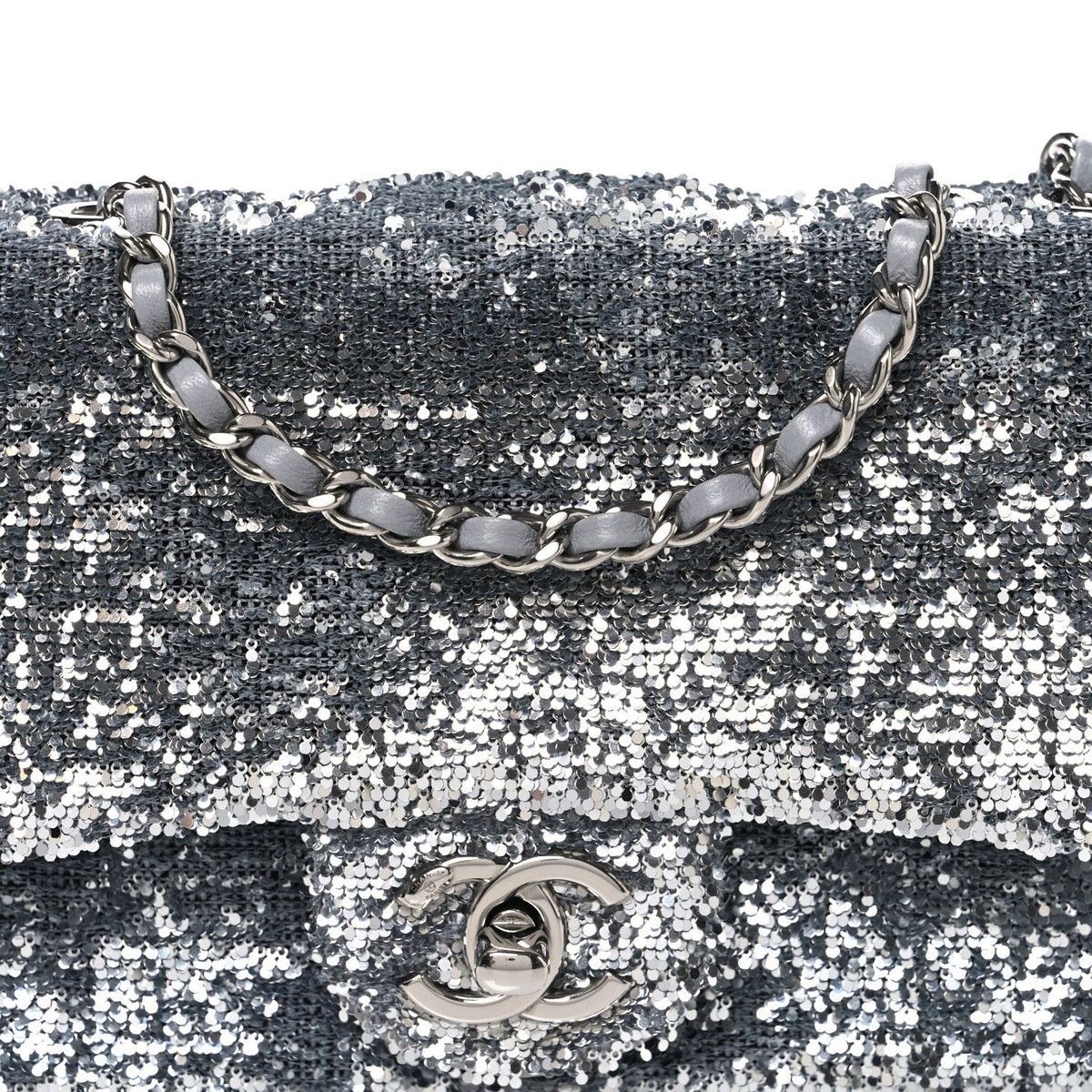 Sequin Mini Rectangular Flap Silver